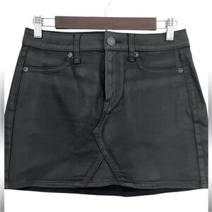 American Eagle Black Waxed Cotton Faux Leather Mini Skirt 4